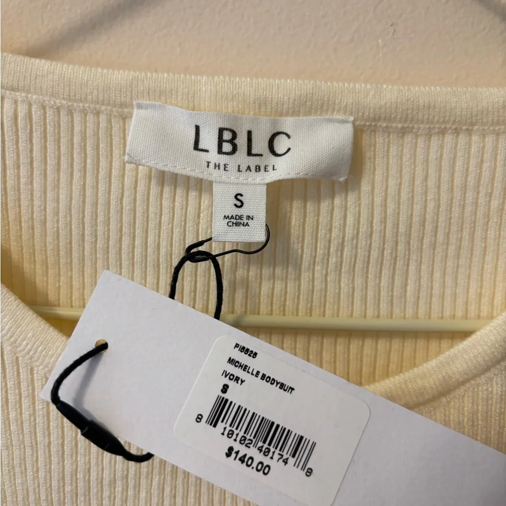 LBLC The Label White Open-Back Ribbed Bodysuit Small NWT - Picture 4 of 4